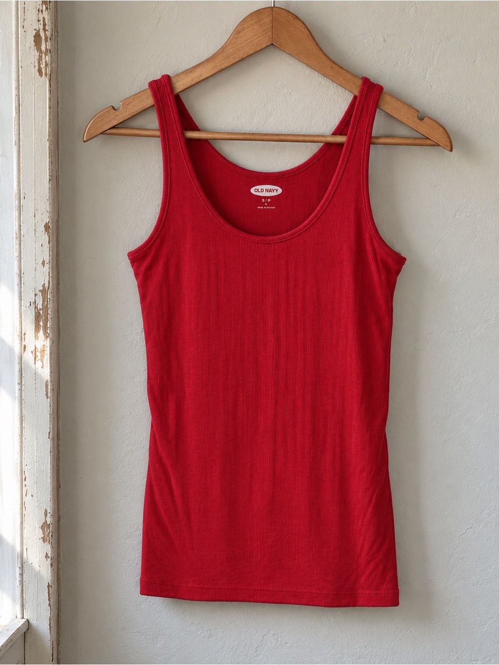 Old Navy Bright Red Ribbed Scoop Neck Tank